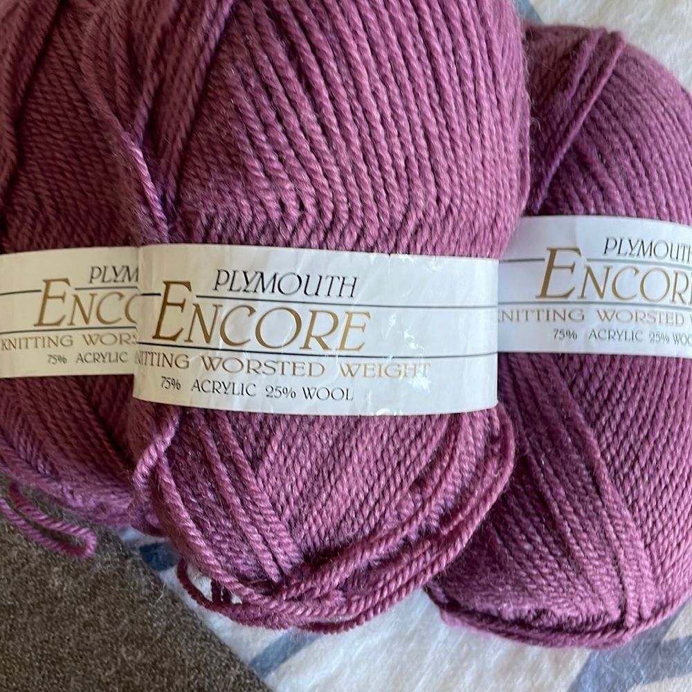 Lot of 3 Skeins Plymouth Encore Worsted Weight New